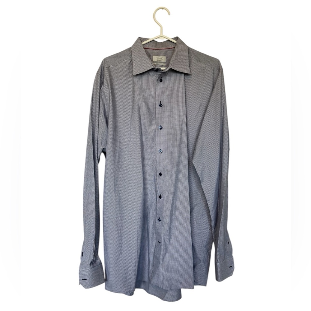 Eton Check Dress Shirt Collar 18.5”